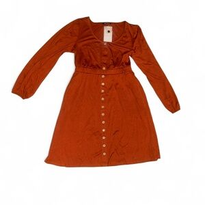 Rust Orange Button-Down Dress